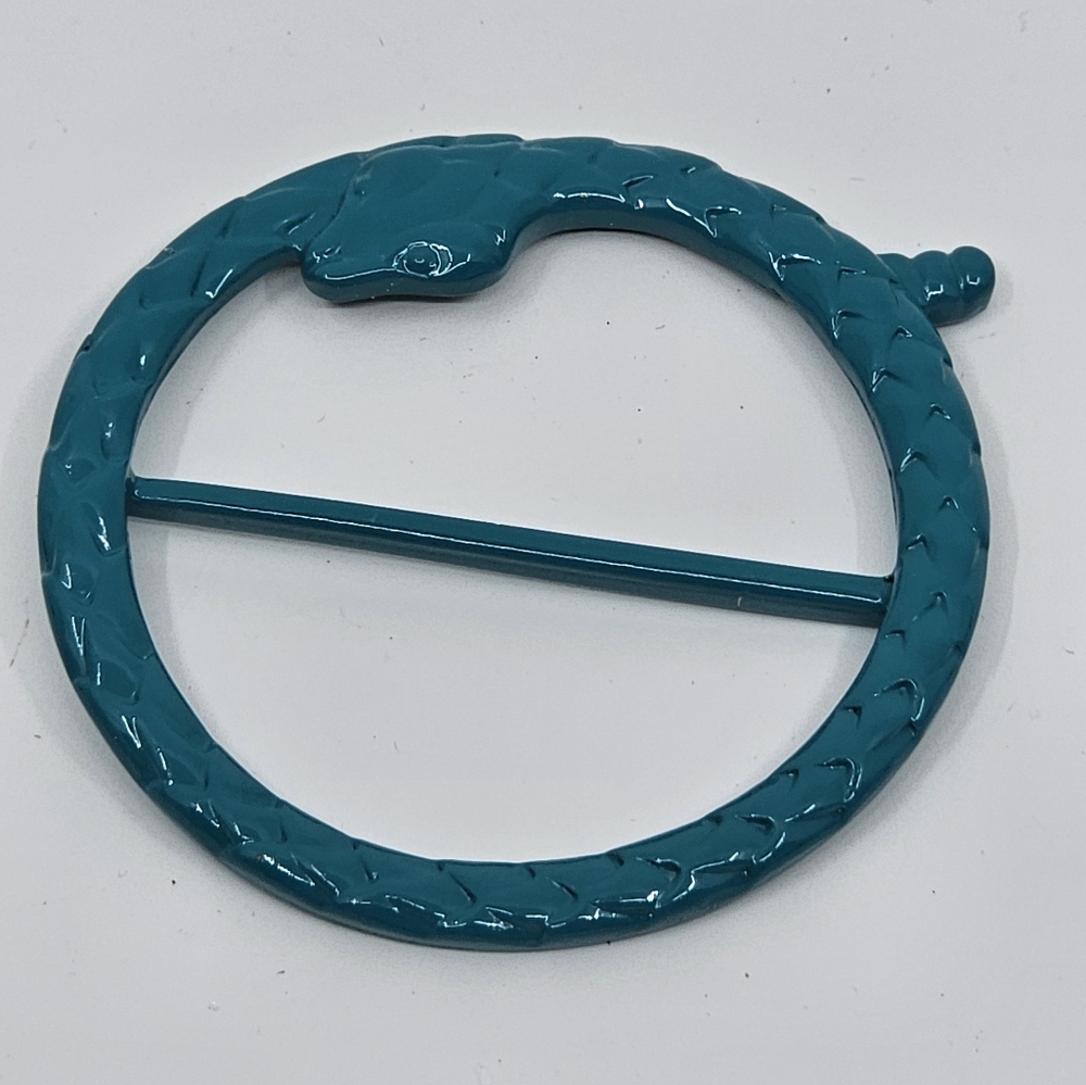 Vintage Metal Teal Snake Scarf Slide Or Shirt Tie Bar